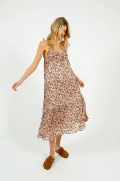 Emile u0026 Ida Eu0026I Bingo Printed Dress in Pink Forget Me Not