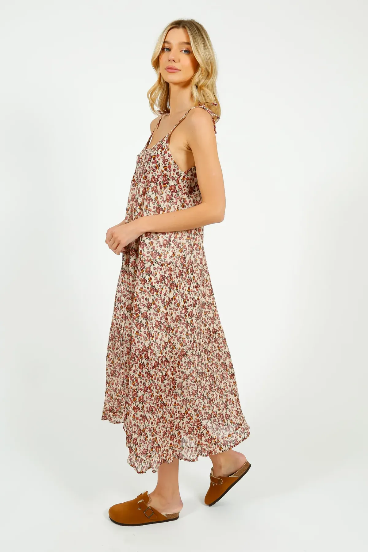 Emile u0026 Ida Eu0026I Bingo Printed Dress in Pink Forget Me Not