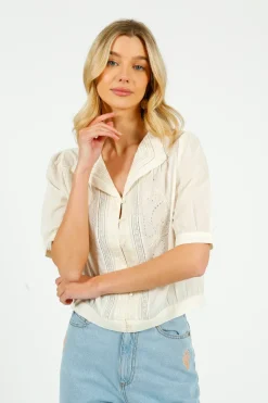 Emile u0026 Ida Eu0026I Brunelle Blouse in Ecru