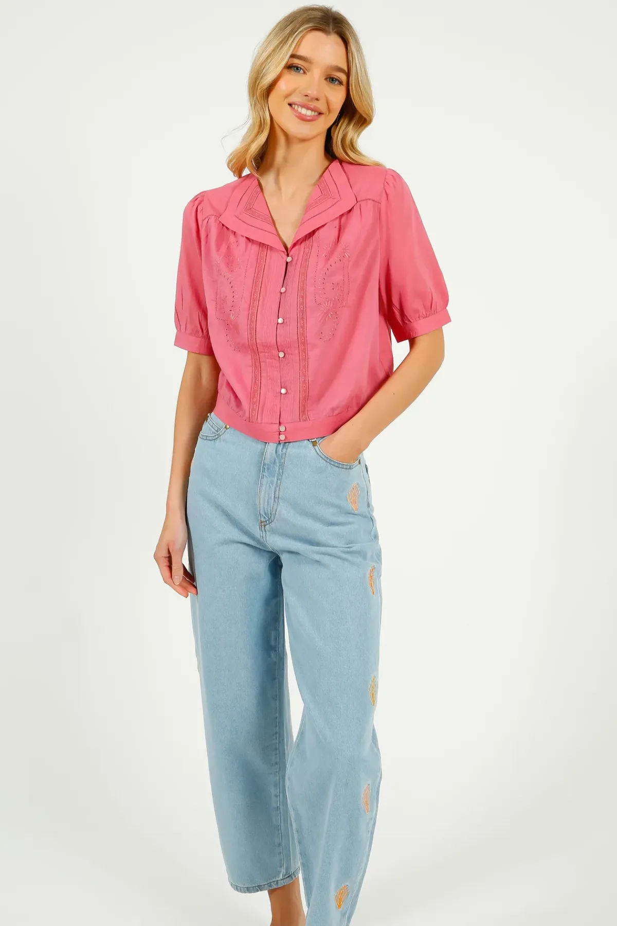 Emile u0026 Ida Eu0026I Brunelle Blouse in Raspberry