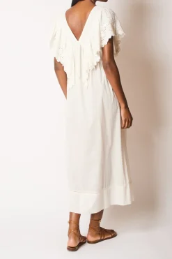 Faune Camelia Cotton Voile Dress in Vintage White