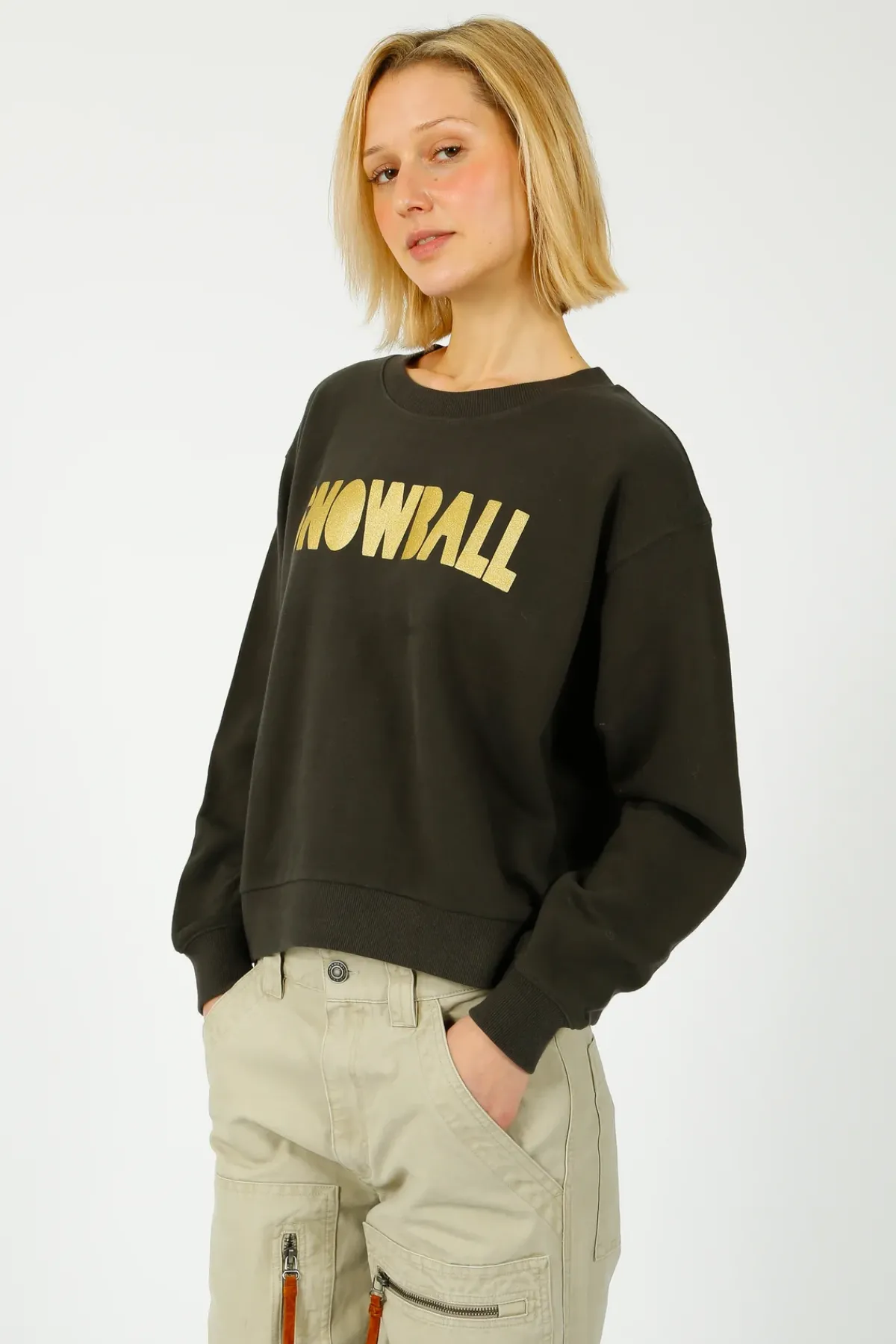 FWP By Rae FWP Snowball Sweatshirt in Grey, Gold