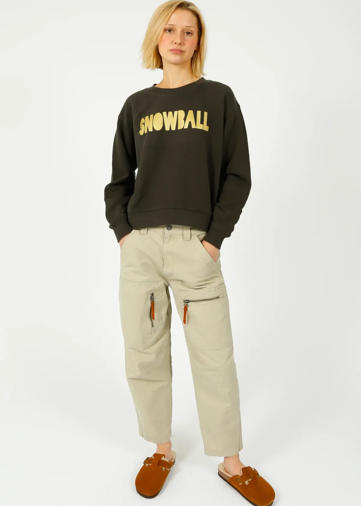 FWP By Rae FWP Snowball Sweatshirt in Grey, Gold