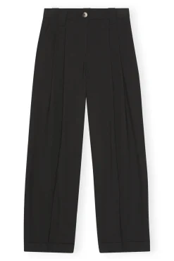 GANNI F8075 Drapey Melange Pleat Pants in Black