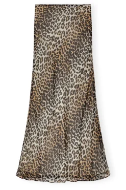 GANNI F9306 Printed Chiffon Maxi Skirt in Almond Milk