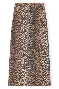 GANNI J1445 Printed Denim Maxi Skirt in Leo