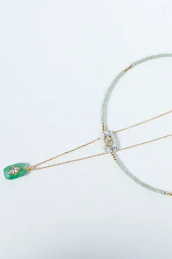 Hanka Inside Choker in Green Apatite, Dendrite Agate