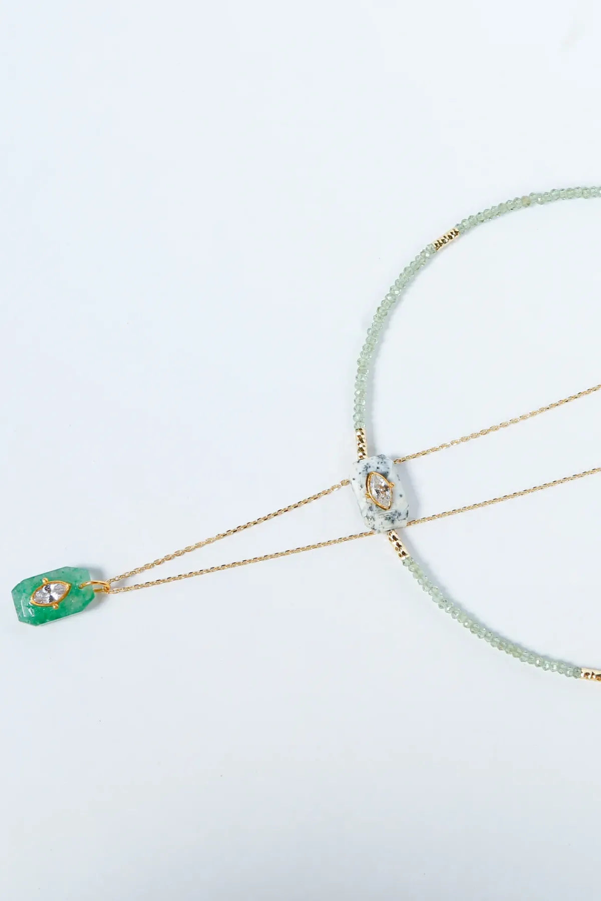 Hanka Inside Choker in Green Apatite, Dendrite Agate
