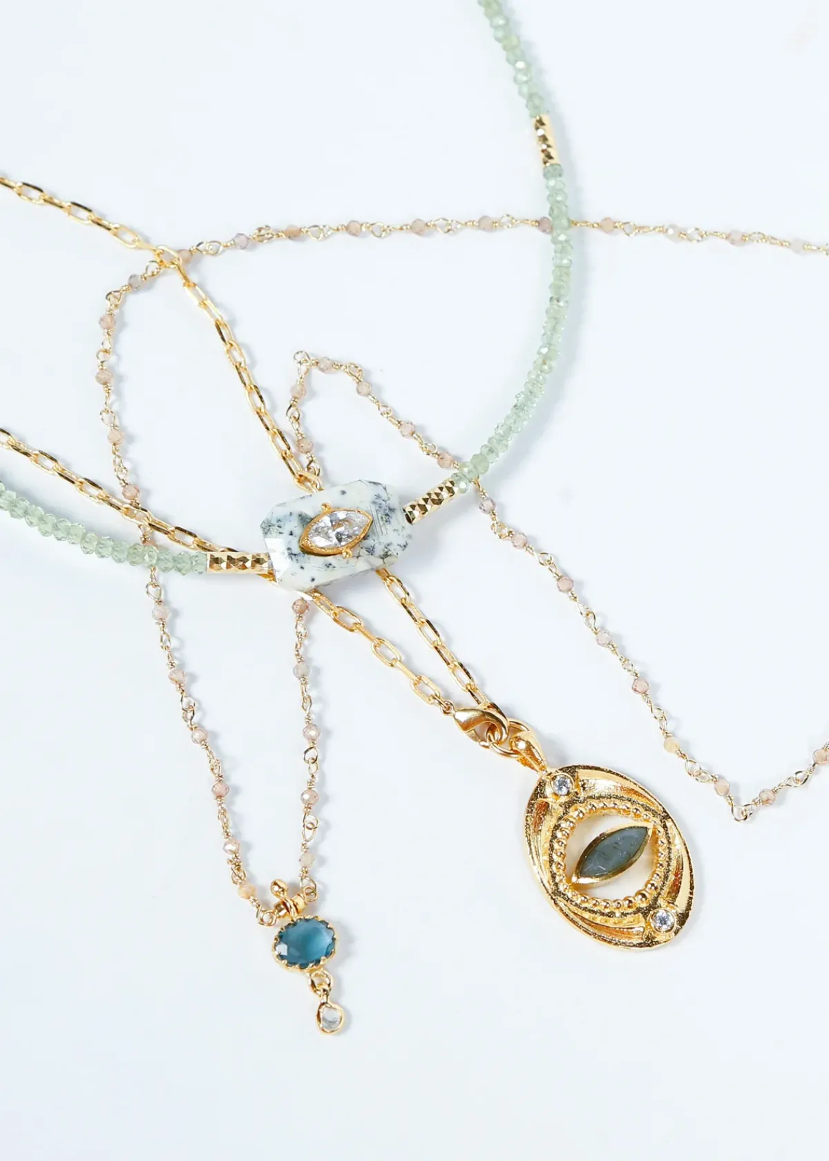 Hanka Inside Choker in Green Apatite, Dendrite Agate