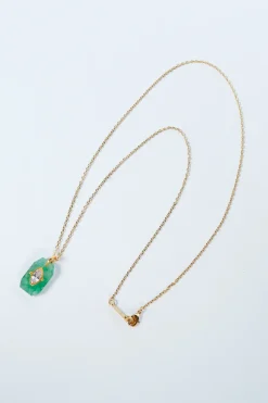 Hanka Inside Pendant in Strawberry Green Quartz