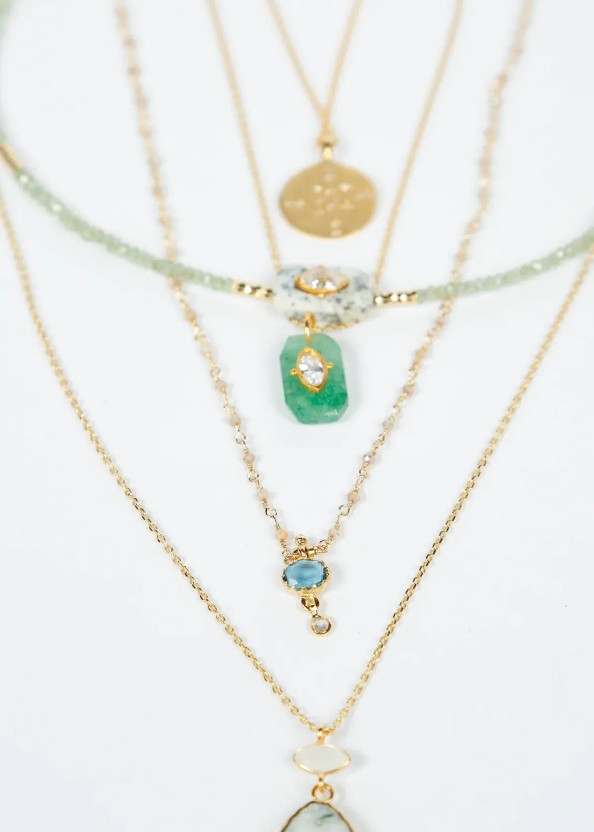 Hanka Inside Pendant in Strawberry Green Quartz