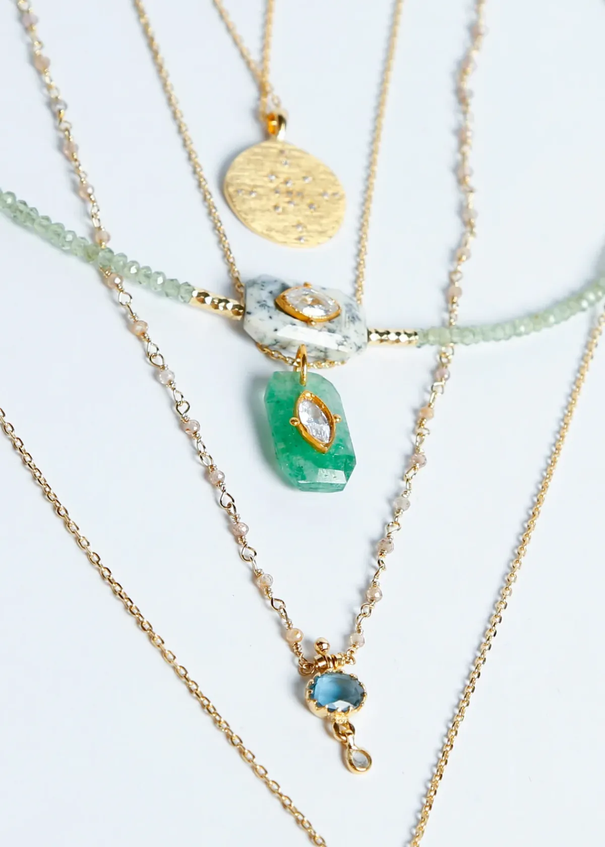 Hanka Inside Pendant in Strawberry Green Quartz