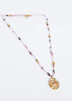 Hanka Isis Cordon in Tourmaline, Strawberry Rose Quartz