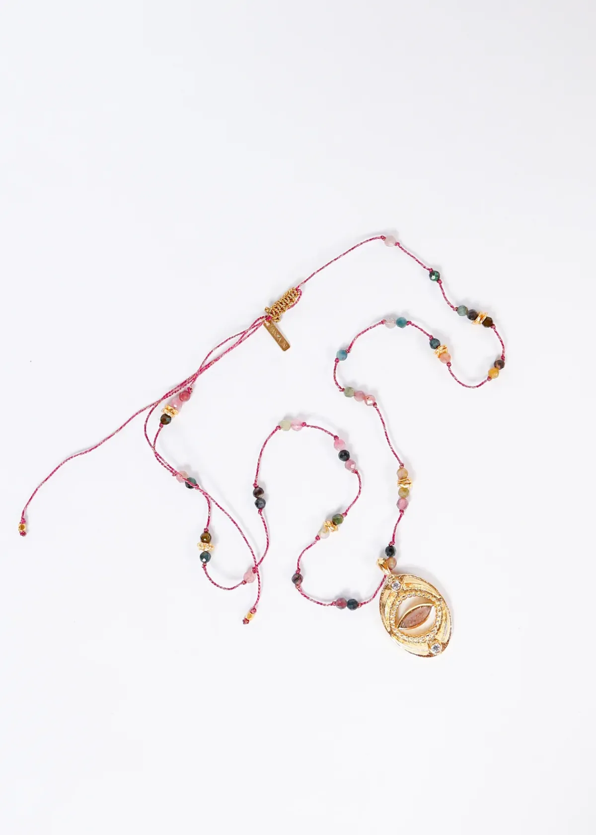 Hanka Isis Cordon in Tourmaline, Strawberry Rose Quartz
