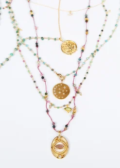 Hanka Isis Cordon in Tourmaline, Strawberry Rose Quartz