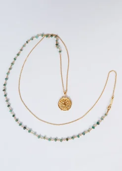 Hanka Sharm Double Necklace in Raw Emerald and Zirconium