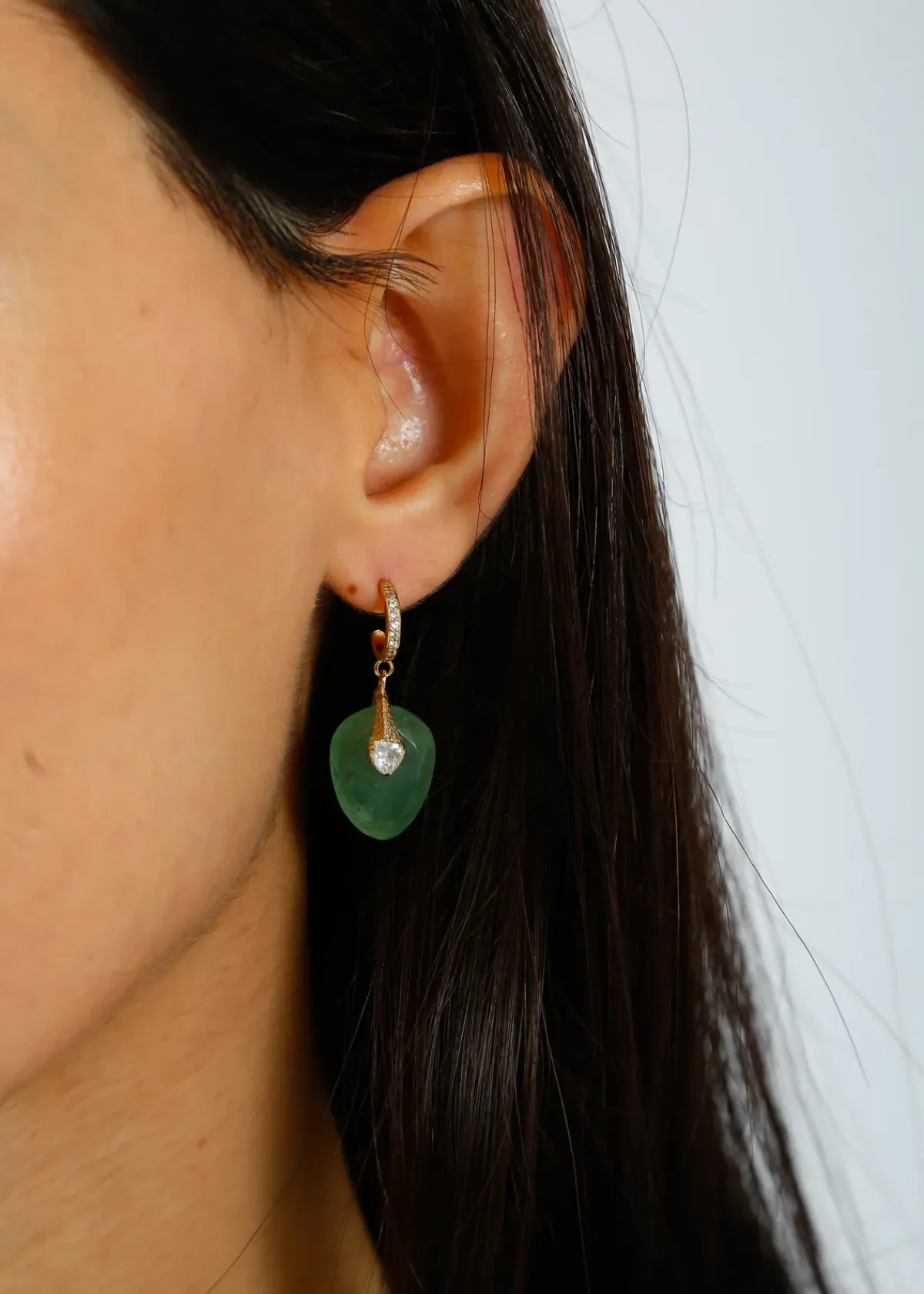 Hanka Single Earring in Green Quartz