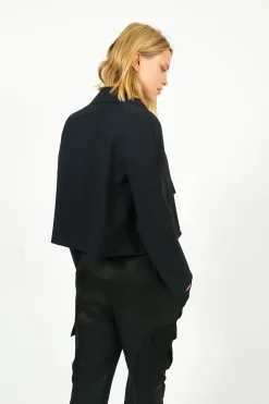 Harris Wharf London HW Cropped Raglan Scuba Jacket in Black