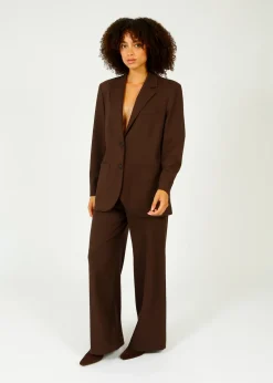 Harris Wharf London HW Palazzo Trousers in Dark Brown