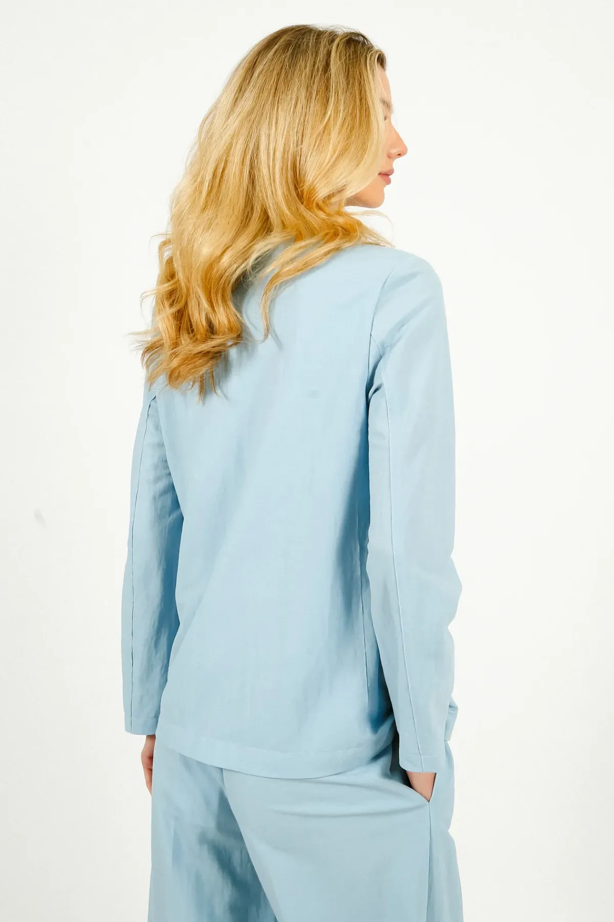 Harris Wharf London HW Stand Up Collar Blazer in Light Blue