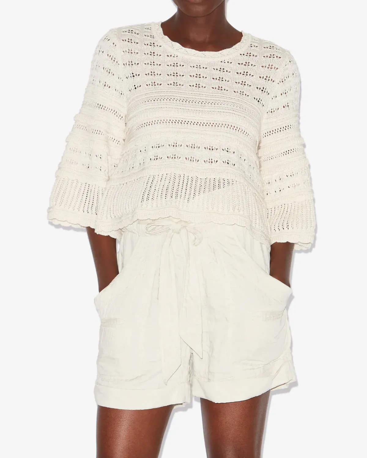 Marant Etoile IM Azelia Openwork Top in Ecru