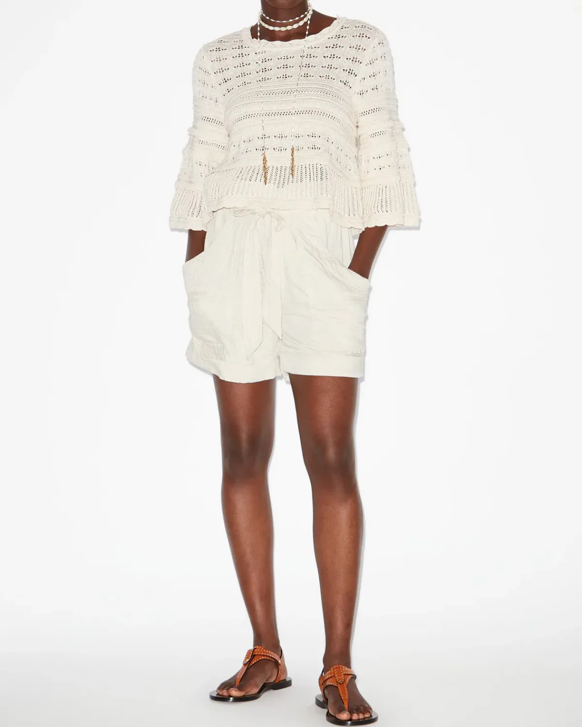 Marant Etoile IM Azelia Openwork Top in Ecru