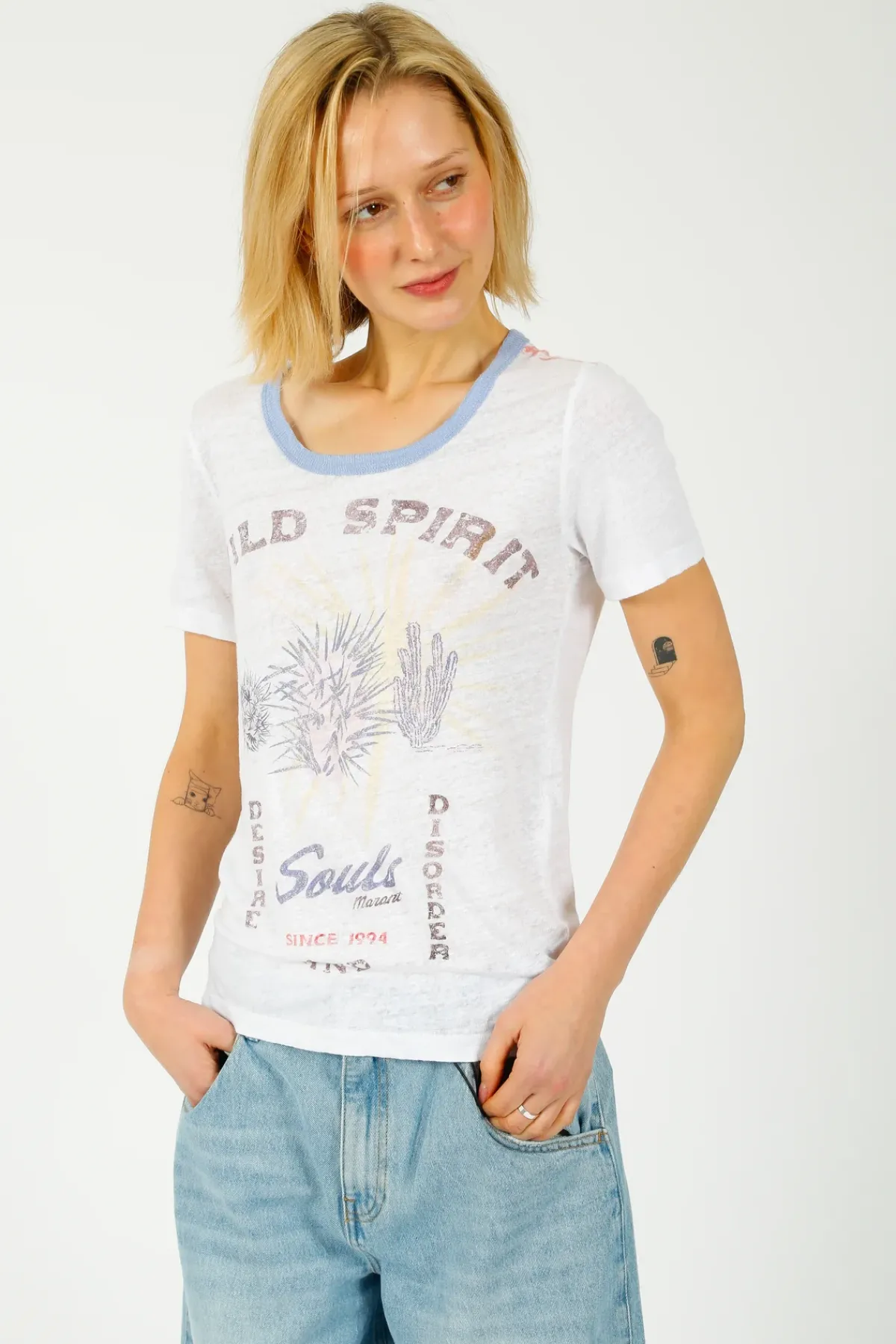 Marant Etoile IM Kiliann Tee in White, Blue