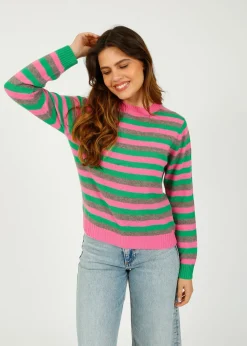 Jumper 1234 JU 3 Stripe Crew in Bright Green, Azalea Vapor