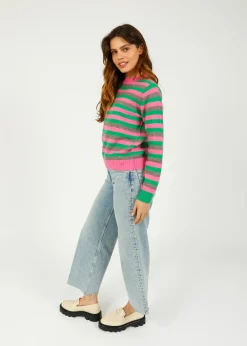 Jumper 1234 JU 3 Stripe Crew in Bright Green, Azalea Vapor