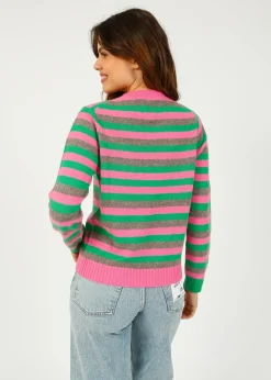 Jumper 1234 JU 3 Stripe Crew in Bright Green, Azalea Vapor