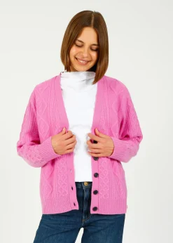 Jumper 1234 JU Aran Cardigan in Bubblegum