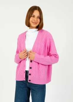 Jumper 1234 JU Aran Cardigan in Bubblegum