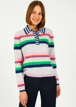 Jumper 1234 JU Cabana Stripe Polo in Fog Multi