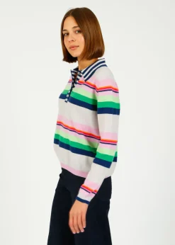 Jumper 1234 JU Cabana Stripe Polo in Fog Multi