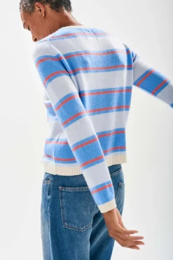 Jumper 1234 JU Deckchair Stripe Crew in Oatmeal, Skylar, Cerise