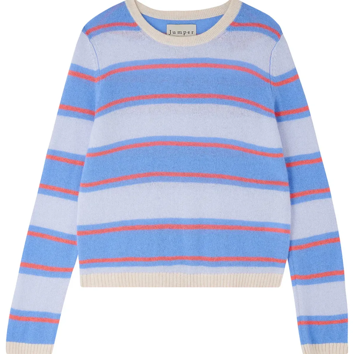 Jumper 1234 JU Deckchair Stripe Crew in Oatmeal, Skylar, Cerise
