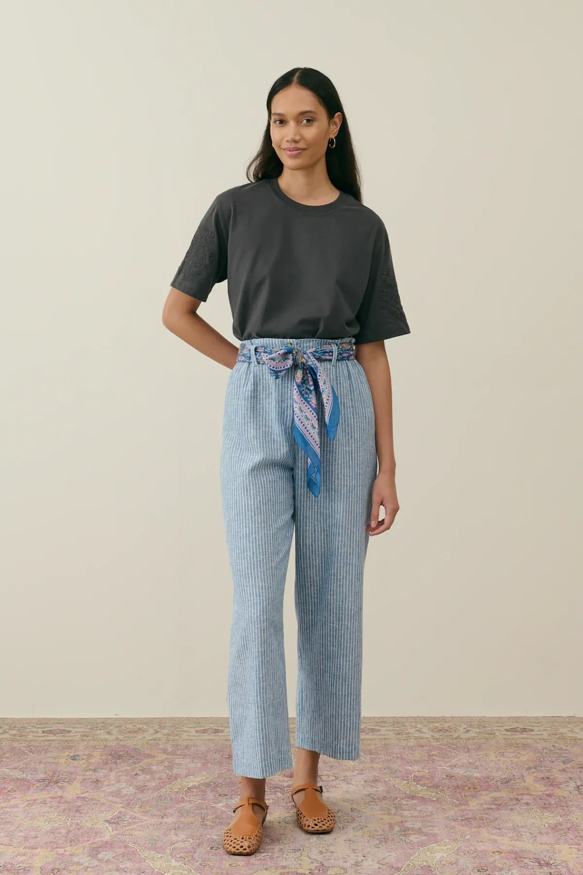 Louise Misha LM Abuela Trousers in Blue Onda Stripes