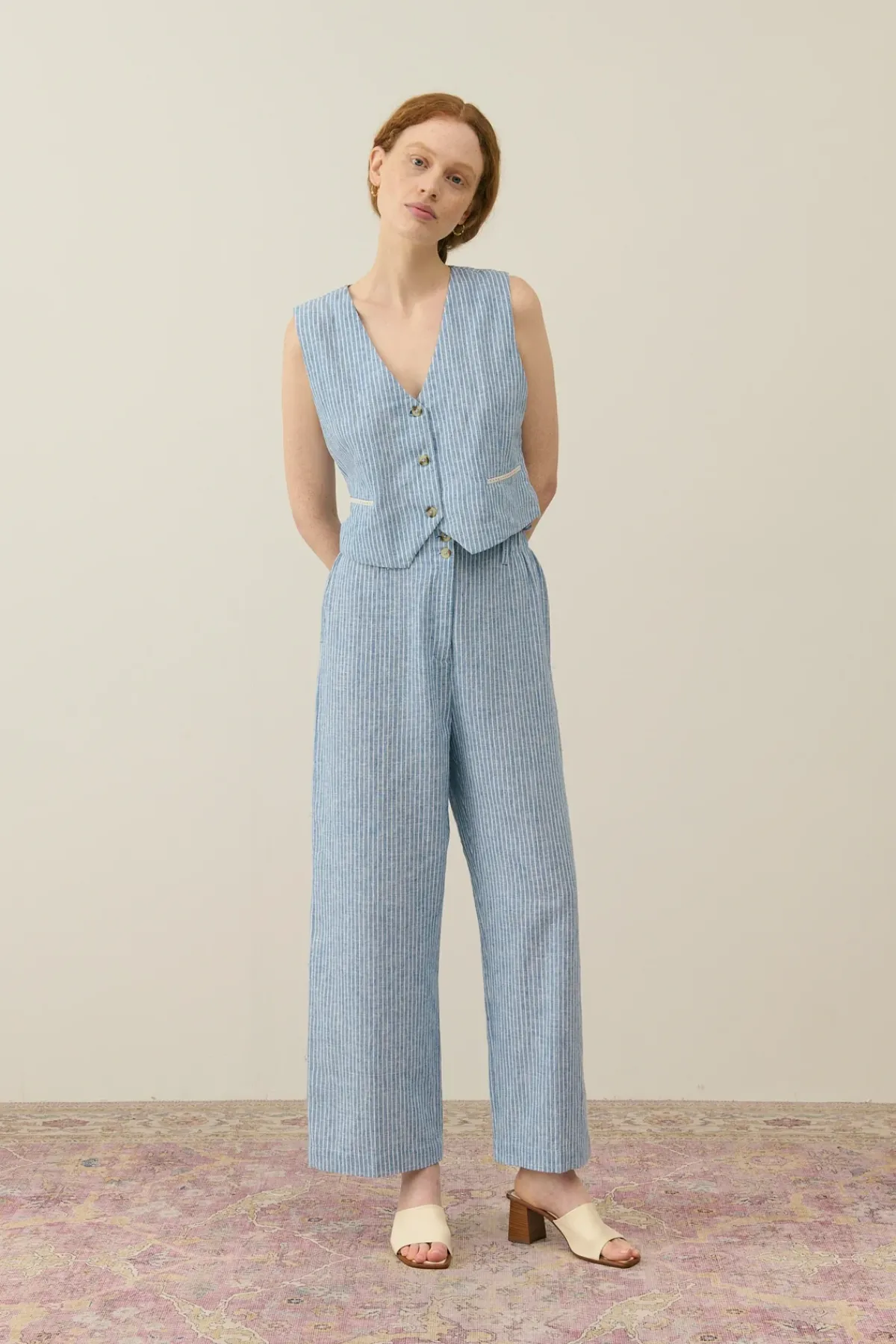 Louise Misha LM Abuela Trousers in Blue Onda Stripes