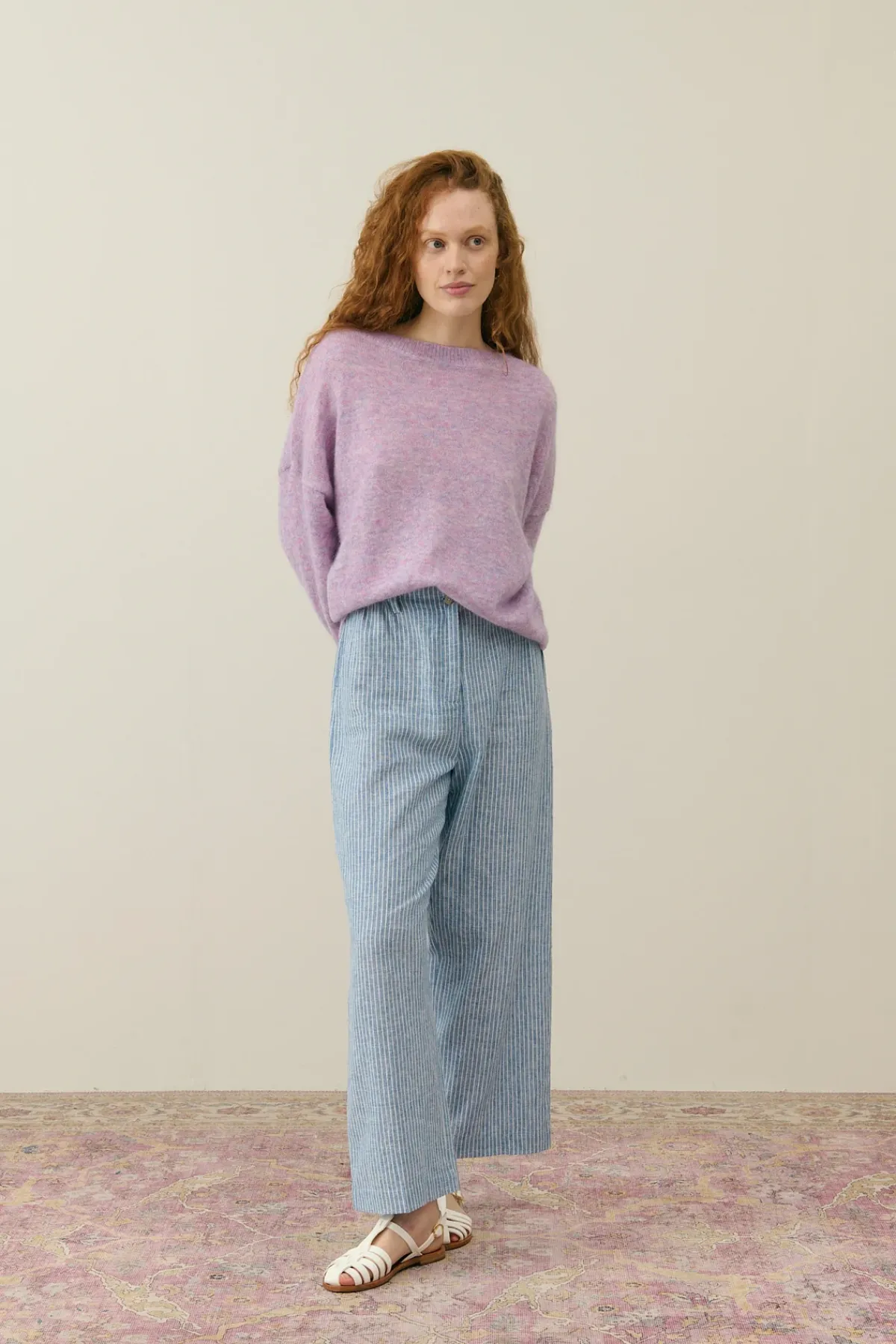 Louise Misha LM Abuela Trousers in Blue Onda Stripes