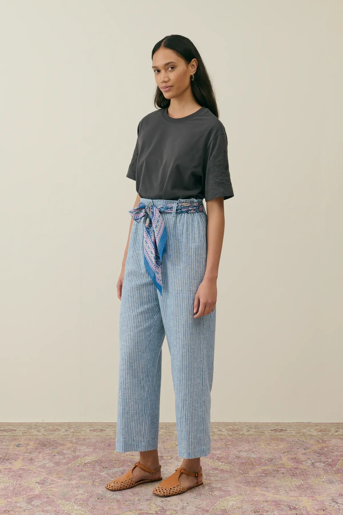 Louise Misha LM Abuela Trousers in Blue Onda Stripes
