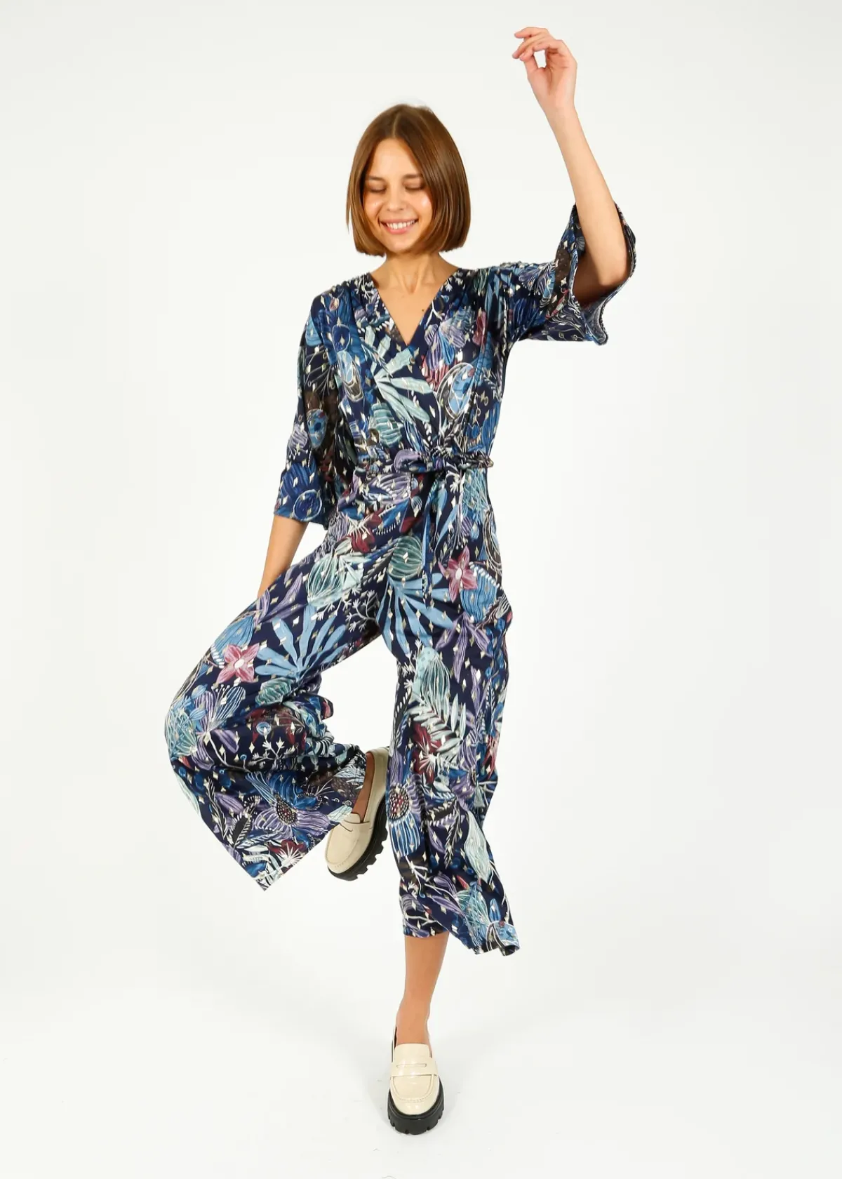 Onjenu Laurie Jumpsuit in Moonlight Blue Gold