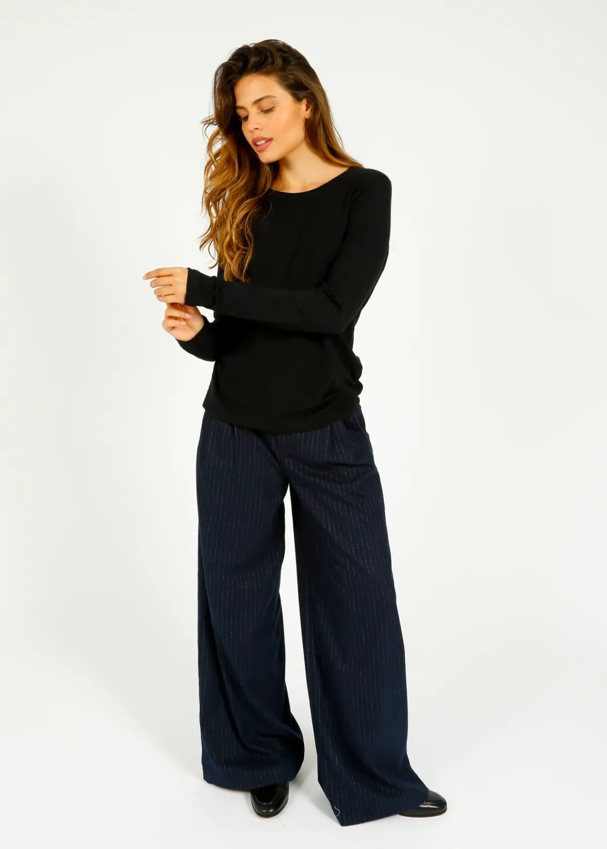 PARK LS Cotton Rd Neck in Black