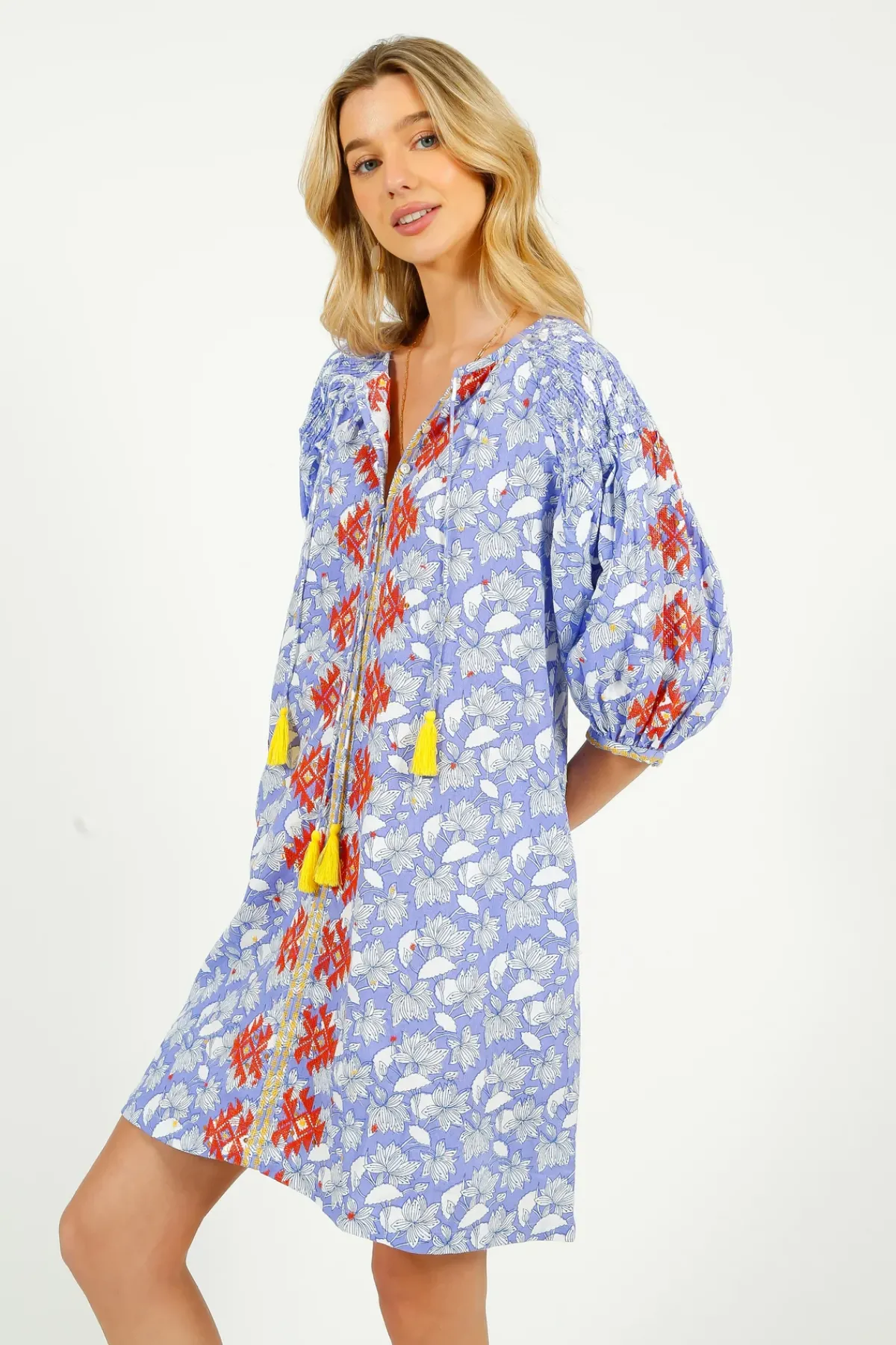 Place Du Soleil PDS 328 Lila Print Dress in Orange Emb