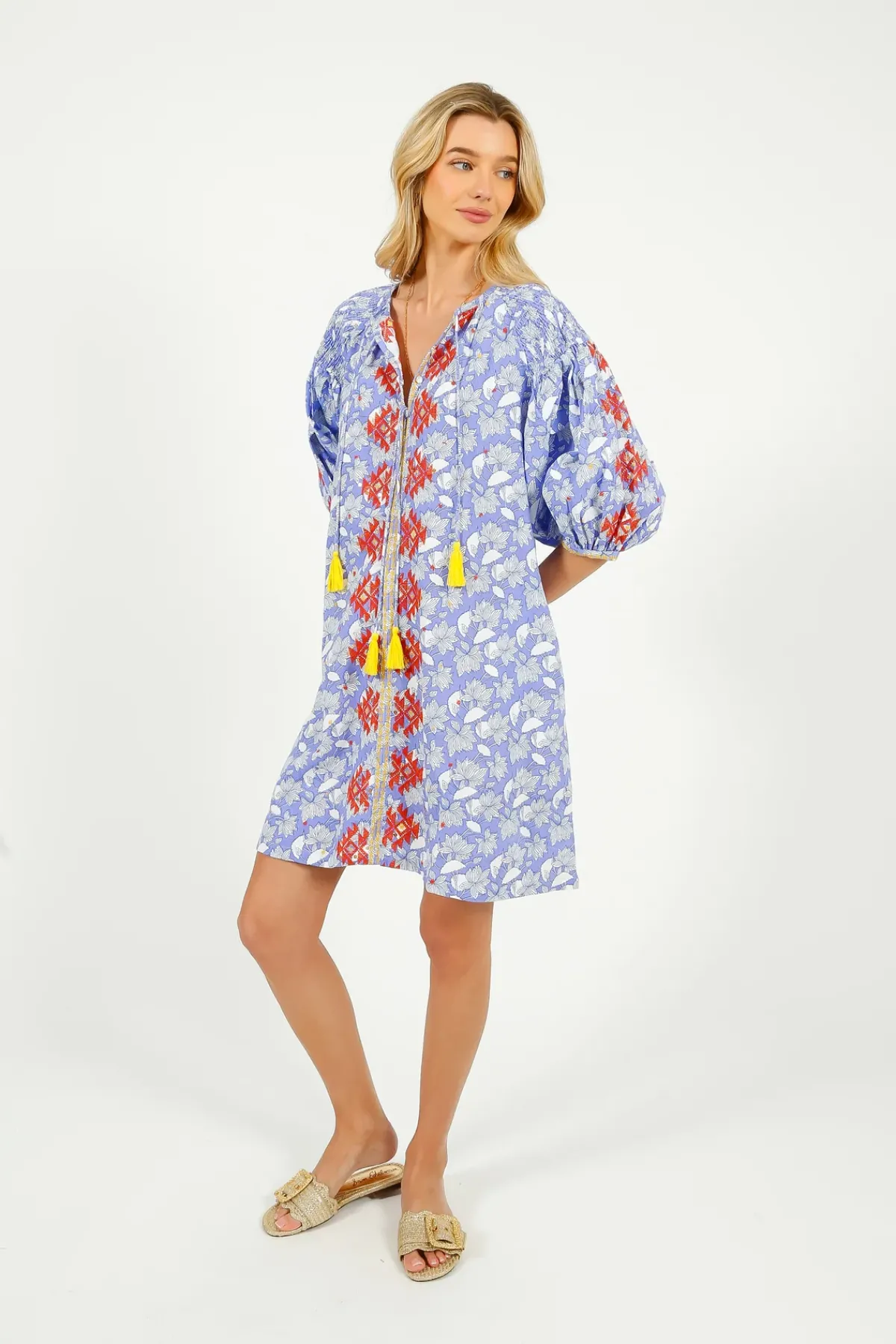 Place Du Soleil PDS 328 Lila Print Dress in Orange Emb