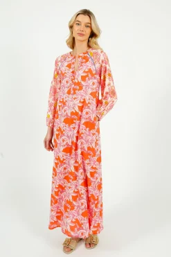 Place Du Soleil PDS 408 Rosa Flower Dress in White, Pink