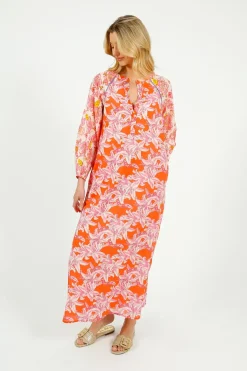 Place Du Soleil PDS 408 Rosa Flower Dress in White, Pink