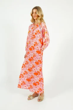 Place Du Soleil PDS 408 Rosa Flower Dress in White, Pink