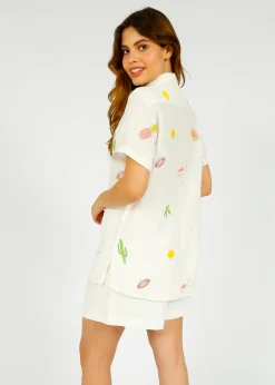 Primrose Park PP Ada Shirt in Icons Emb White