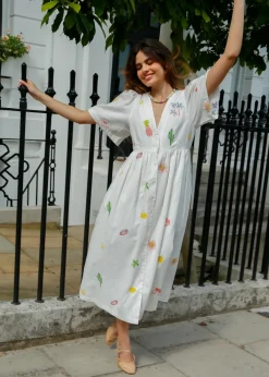 Primrose Park PP Lola Cotton Dress in Icons Emb White