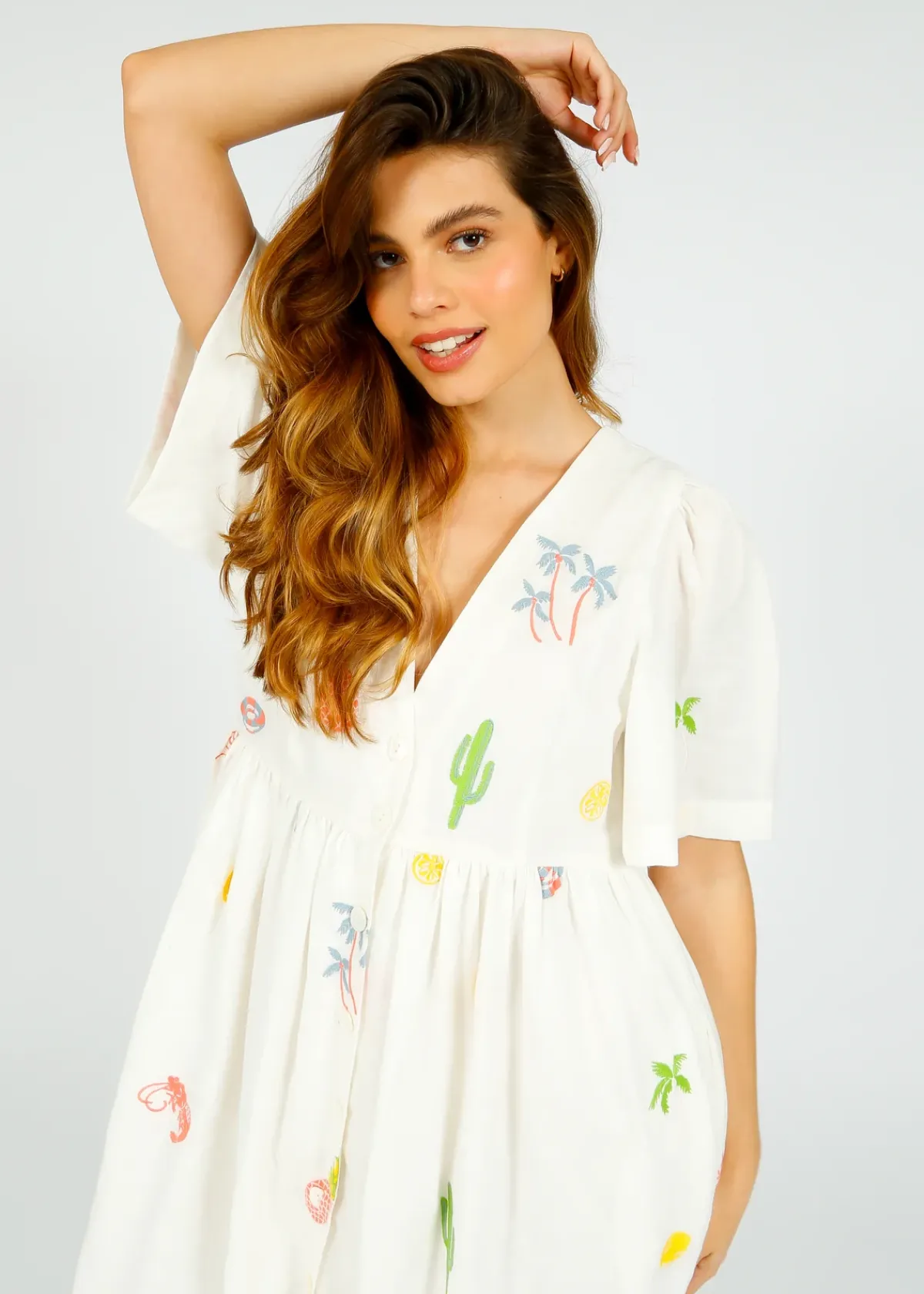Primrose Park PP Lola Cotton Dress in Icons Emb White